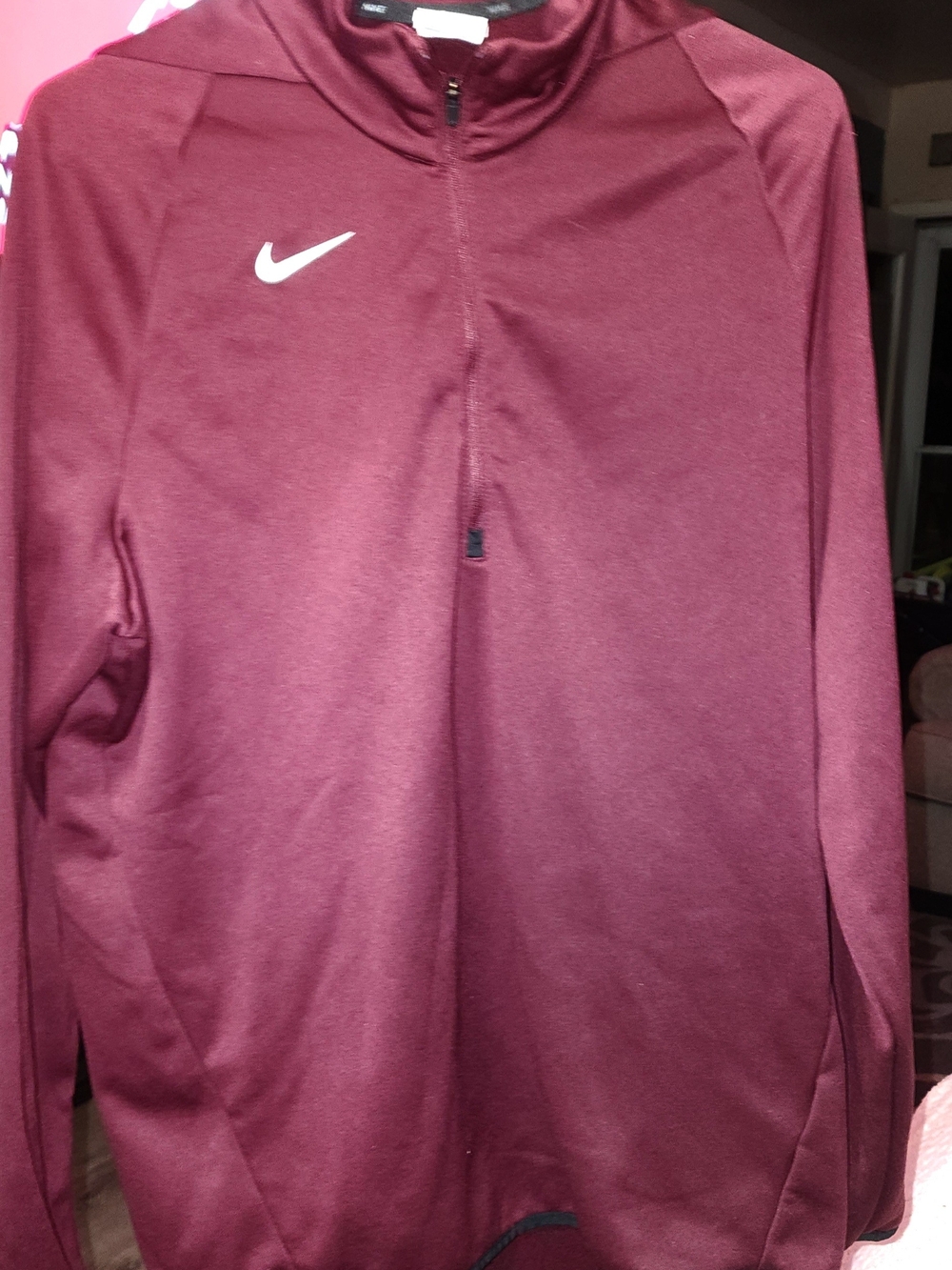 Nike Men's Maroon Half-Zip Athletic Pullover Sz Lrg